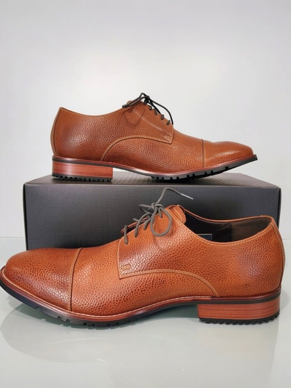 Cole Haan Men’s Brown Grain Leather Cap-Toe Oxfords | Waterproof | Size 10.5 | N